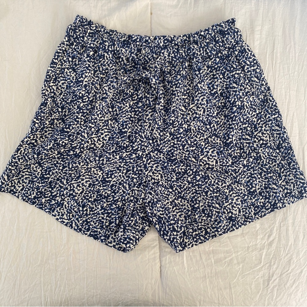 Nwot Madewell Blue White Abstract Print Viscose Shorts xxs